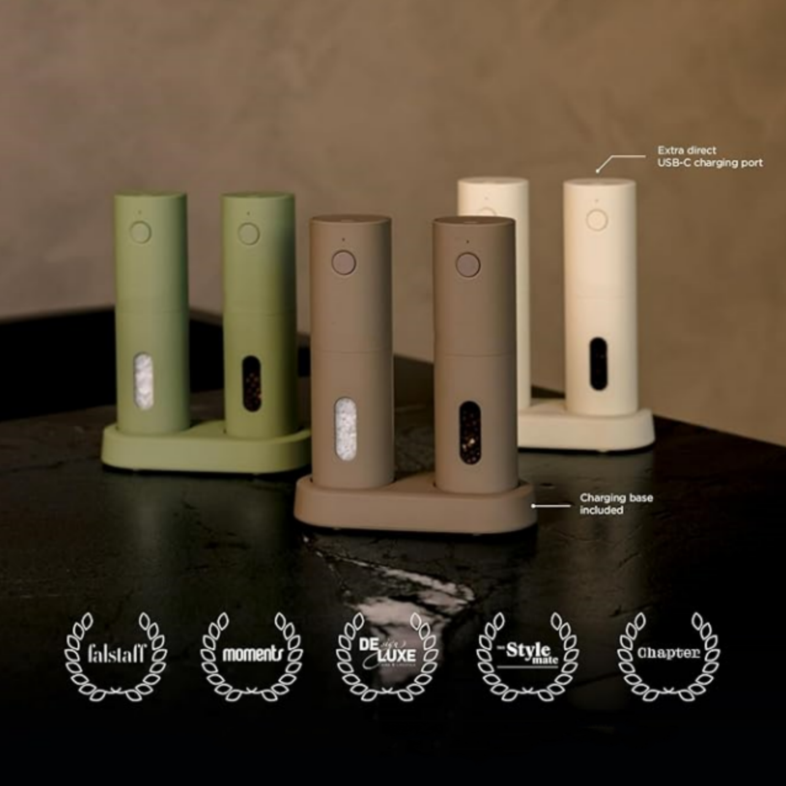 Electric Salt and Pepper Mill with Adjustable Ceramic Grinder